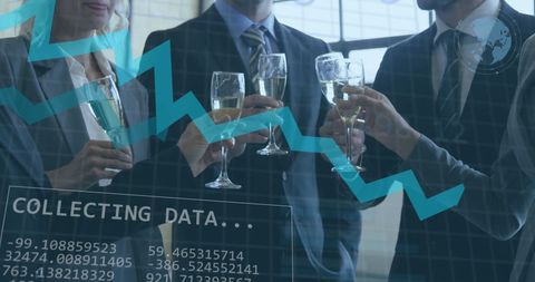 Business Professionals Toasting Amid Digital Data Visualization - Download Free Stock Images Pikwizard.com
