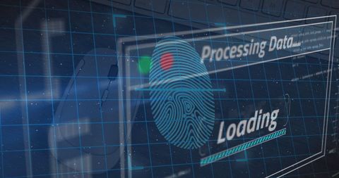 Futuristic Fingerprint Data Processing Interface - Download Free Stock Images Pikwizard.com