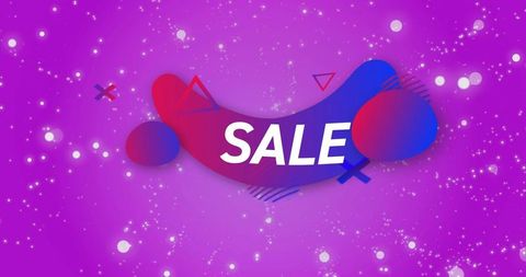 Vibrant magenta sale banner with abstract fluid shapes, sparkling bokeh and modern accents