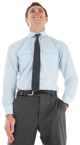 Happy Businessman Standing Confidently in Formal Attire Transparent