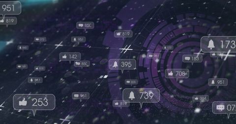 Social Media Icons Over Digital Interface with Data Imagery - Download Free Stock Images Pikwizard.com
