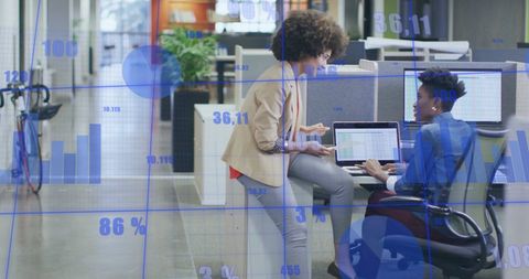 Digital Financial Analysis with Diverse Professionals Collaborating in Office