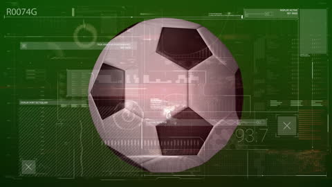 Futuristic Interface with Soccer Ball and Data Visualization