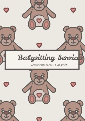 Cute Teddy Bear Theme Babysitting Service Flyer - Download Free Stock Templates Pikwizard.com