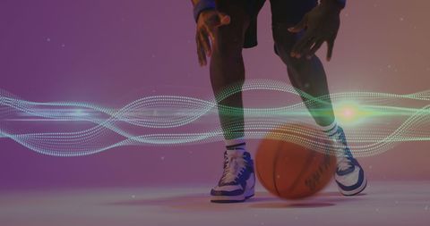 Digitally Abstract Basketball Dribbling in Action