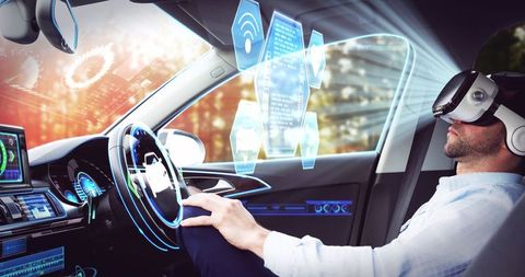 Businessman Experiencing VR in Self-Driving Tech Car - Download Free Stock Images Pikwizard.com
