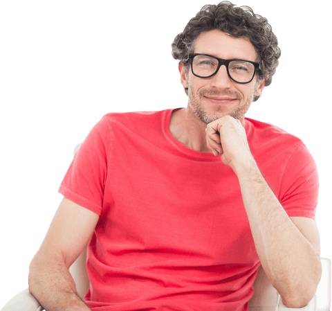 transparent background smiling man in casual red shirt - Download Free Stock Videos Pikwizard.com