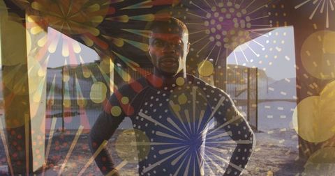 Confident Athletic Male With Fireworks Spirit