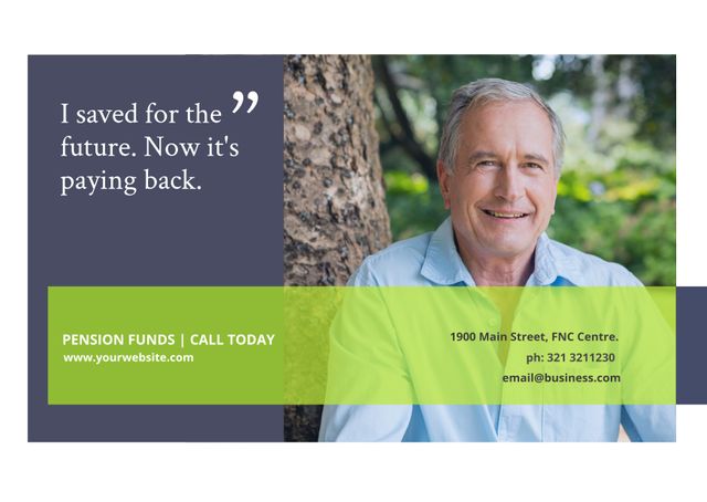 Happy Retired Man by Tree Promoting Pension Fund Services - Download Free Stock Templates Pikwizard.com