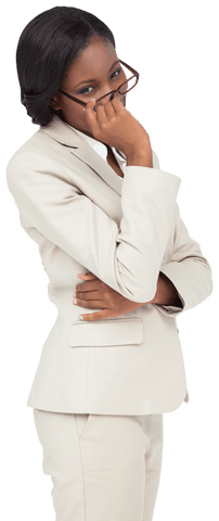 Confident African American Businesswoman with Glasses on Transparent Background