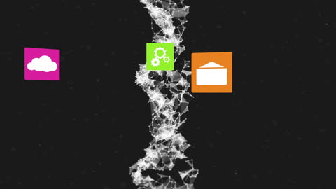 Digital Technology Icons Overlay on DNA Strand Animation