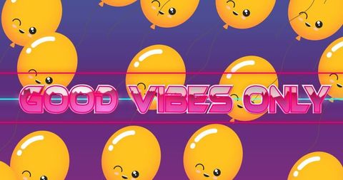Good vibes only with playful orange balloons on purple