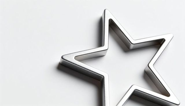 Silver star cookie cutter casting soft shadows on white minimalist surface