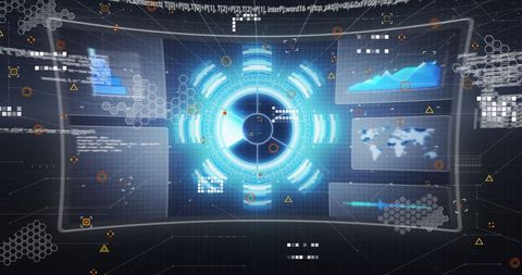 Futuristic Data Processing Screen with Digital Interfaces - Download Free Stock Images Pikwizard.com