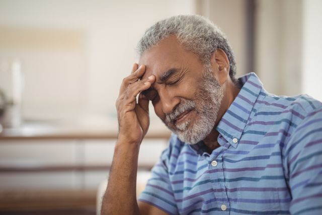 Senior Man Experiencing Headache at Home - Download Free Stock Photos Pikwizard.com