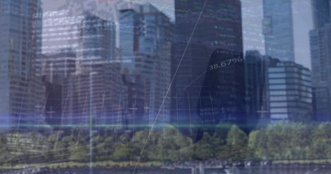 financial graphs superimposed on modern cityscape - Download Free Stock Images Pikwizard.com