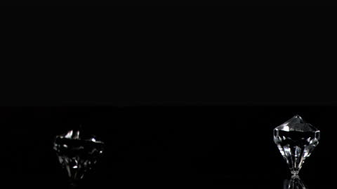 Rotating Magnificent Diamonds on Glossy Surface against Dark Background