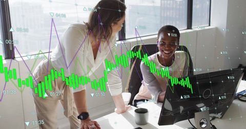 Diverse Female Colleagues Analyzing Data on Office Computer - Download Free Stock Images Pikwizard.com