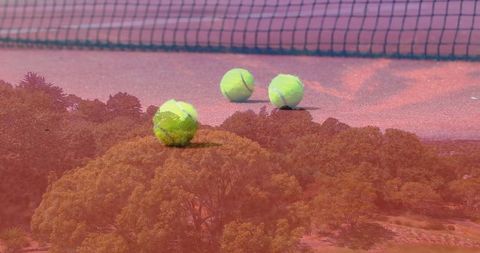 Dynamic tennis scene with nature overlay