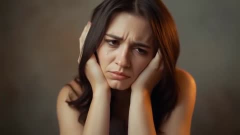 Emotional Woman in Isolated Moment of Introspection and Sorrow