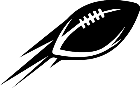 Sleek Silhouette of a Flying American Football with Motion Lines on Transparent Background