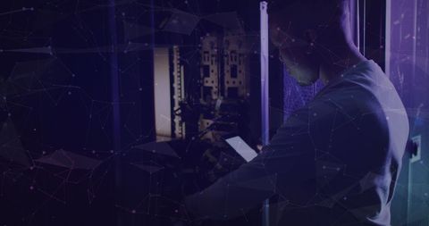 NFT Text Over Blockchain Tech in Server Room