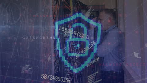 Cybersecurity Professional Analyzing Data in Server Room