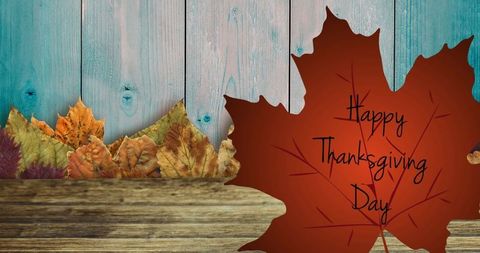 Happy Thanksgiving Day Rustic Autumn Leaves Decorations