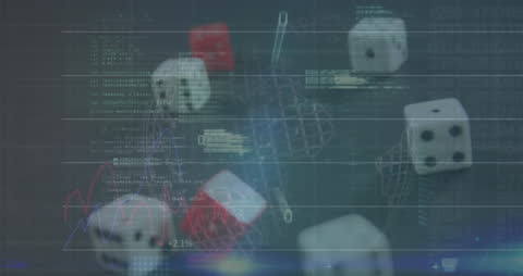 Digital Interface with Dice and Financial Data Graphics