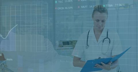 Healthcare Technology: Female Doctor Analyzing Data