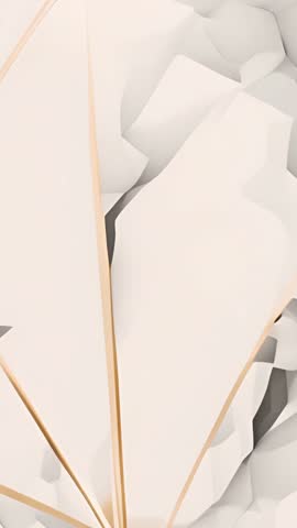 Looping vertical animation featuring golden lines fanning across gray-white geometric planes