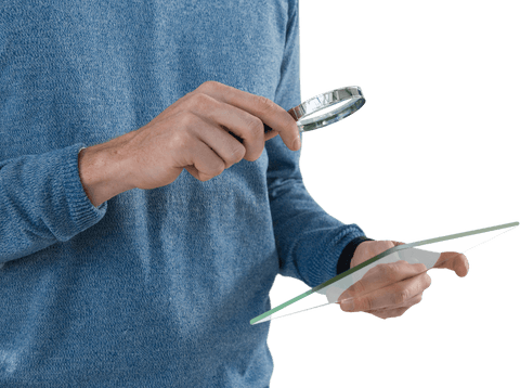 executive analyzing transparent document with magnifying glass - Download Free Stock Videos Pikwizard.com