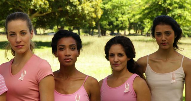 Diverse Women Wearing Pink for Breast Cancer Awareness Looking Determined - Download Free Stock Images Pikwizard.com