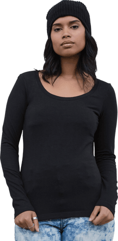 Transparent Confident Young Woman in Black Top with Beanie