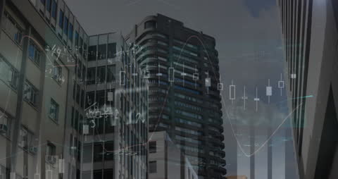 Digital Data Interface Over Urban Skyline