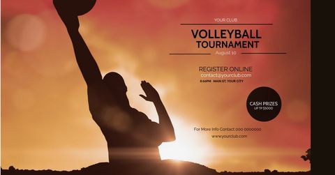 Silhouette Volleyball Player at Sunset for Event Promotion - Download Free Stock Templates Pikwizard.com