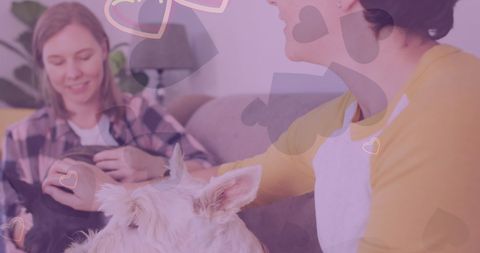 Happy Couple Relaxing with Pet Dogs at Home - Download Free Stock Images Pikwizard.com