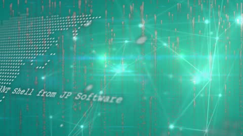 Digital Network and World Map on Green Background