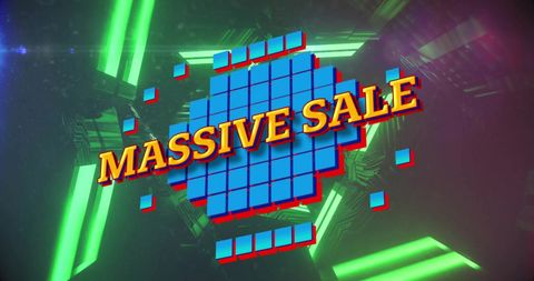 Massive Sale Advertisement with Neon Digital Theme