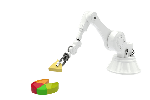 robotic arm constructing pie chart on transparent background - Download Free Stock Videos Pikwizard.com