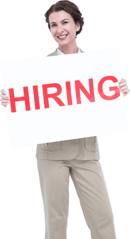 transparent businesswoman holding hiring sign for recruitment - Download Free Stock Videos Pikwizard.com