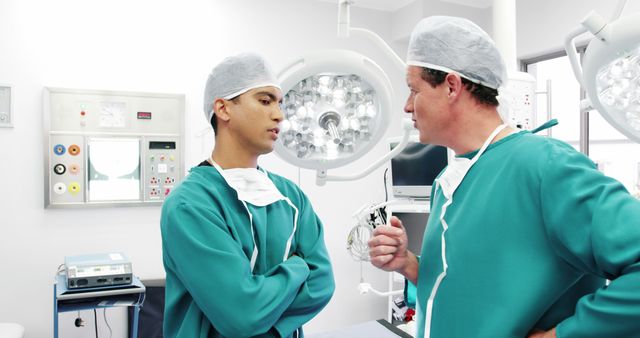 Surgeons Discussing in Operating Room with Advanced Medical Equipment - Download Free Stock Images Pikwizard.com