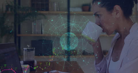 Businesswoman Engaging in Global Digital Networking