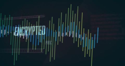 Encrypted waveform visualizing secure network traffic on futuristic digital dashboard UI