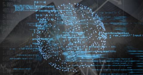 Glowing Data Point Cluster Forming Sphere in Digital Network