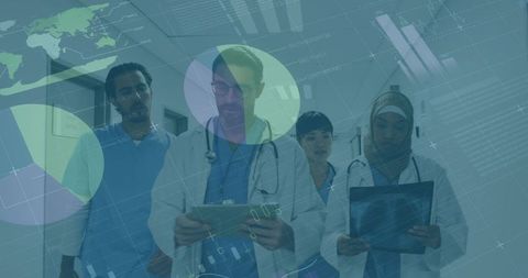 Diverse Medical Team Analyzing Innovative Global Data