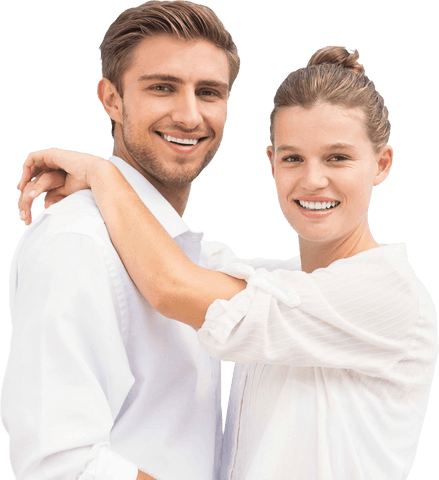 Happy Couple Embracing on Transparent Background for Relationship Concept