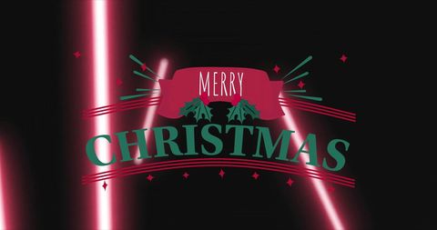 Festive Merry Christmas Text with Neon Accents
