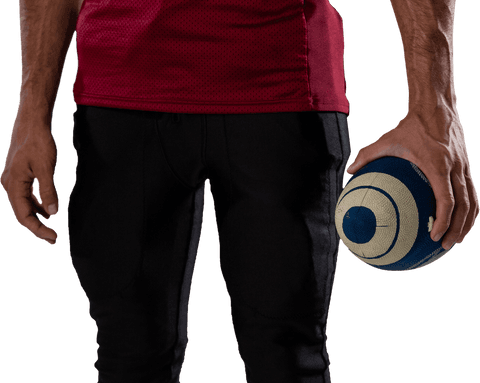 Transparent Midsection of Athlete Holding American Football