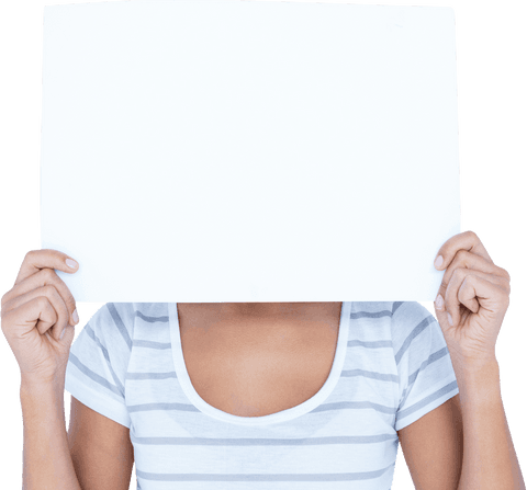 woman holding blank transparent sign covering her face - Download Free Stock Videos Pikwizard.com